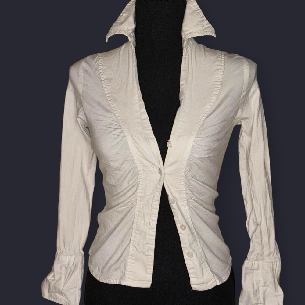 Rampage White Crunched Button-Down Women's Shirt